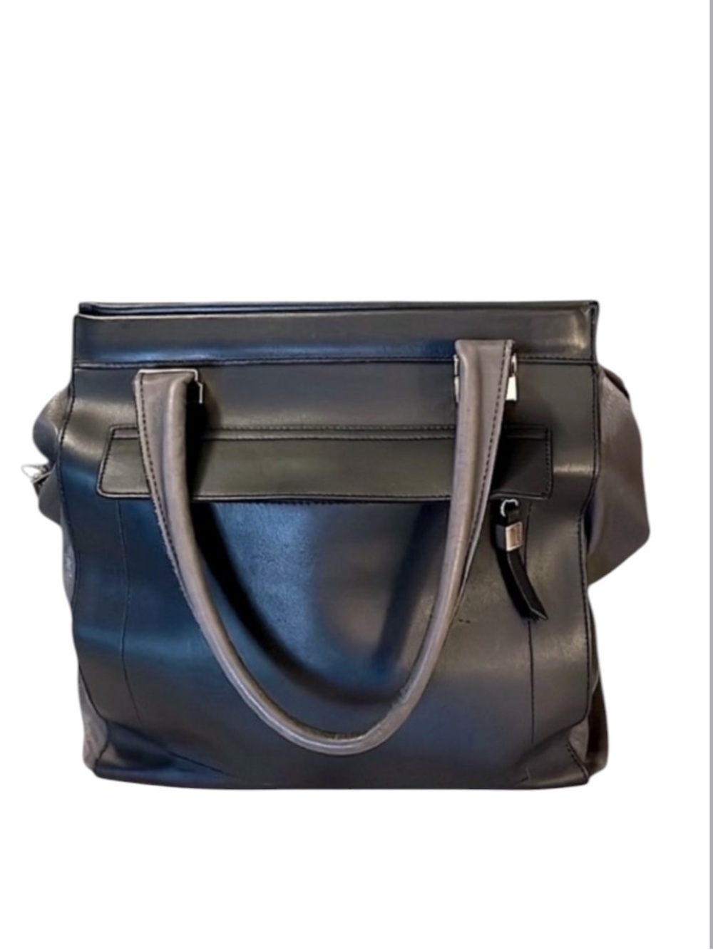 Ripani Women’s Two-tone Dark Gray Black Soft Leather Shoulder Bag Tote Purse